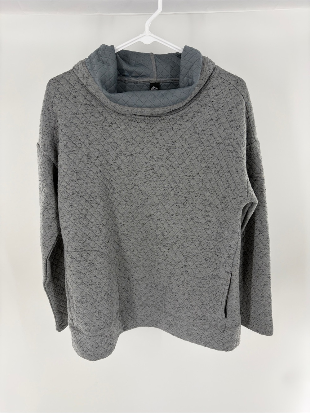RBX Quilted Cowl Neck Sweater - Light Gray